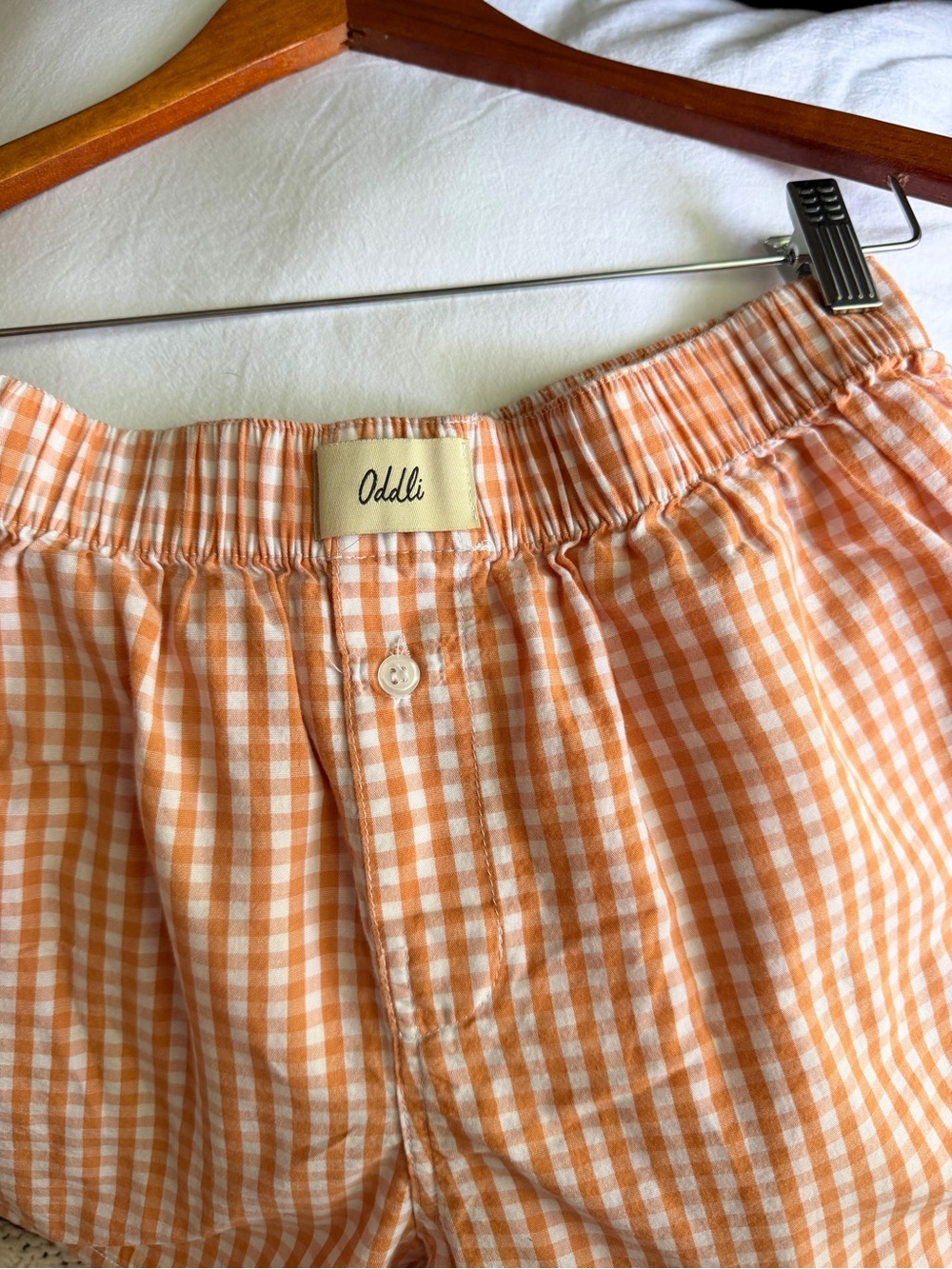 Oddli Orange Gingham Classic Boxer Style Shorts Size M/L - Picture 3 of 3